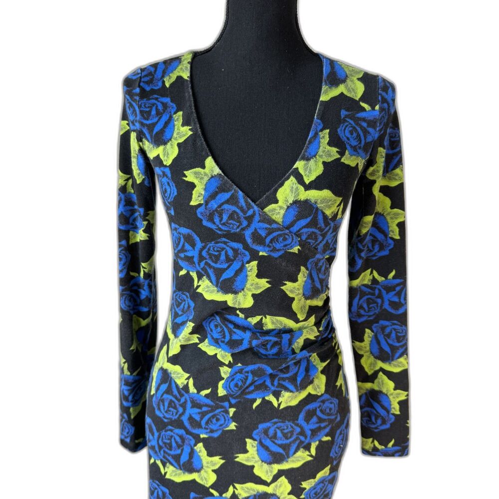 Size M Y2K Vintage Betsey Johnson Tin Can Rose long sleeve dress 10728
